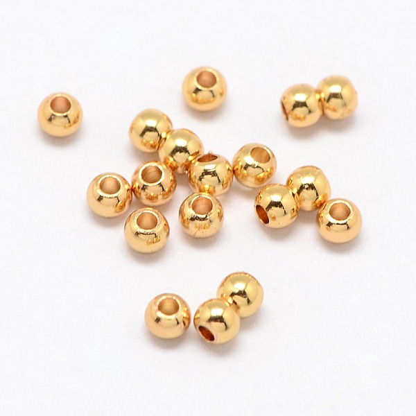 

PandaHall Brass Round Spacer Beads, Real 24K Gold Plated, 3x2mm, Hole: 1mm Brass Round