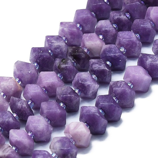 

PandaHall Natural Lepidolite/Purple Mica Stone Beads Strands, with Seed Beads, Rhombus, 12~14x9~11x5~7mm, Hole: 1mm, about 46pcs/strand...
