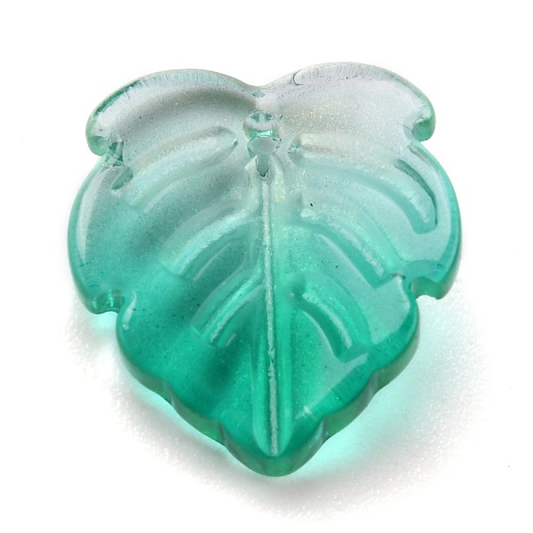 

PandaHall Transparent Glass Pendants, Strawberry Leaf, Light Sea Green, 15x14x4mm, Hole: 1mm Glass Leaf