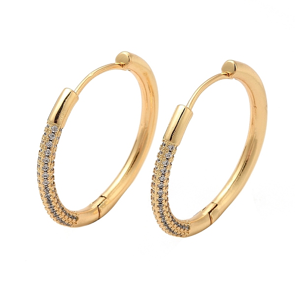 

PandaHall Rack Plating Brass Micro Pave Cubic Zirconia Hoop Earring, Long-Lasting Plated, Cadmium Free & Lead Free, Ring, Real 18K Gold..., Clear