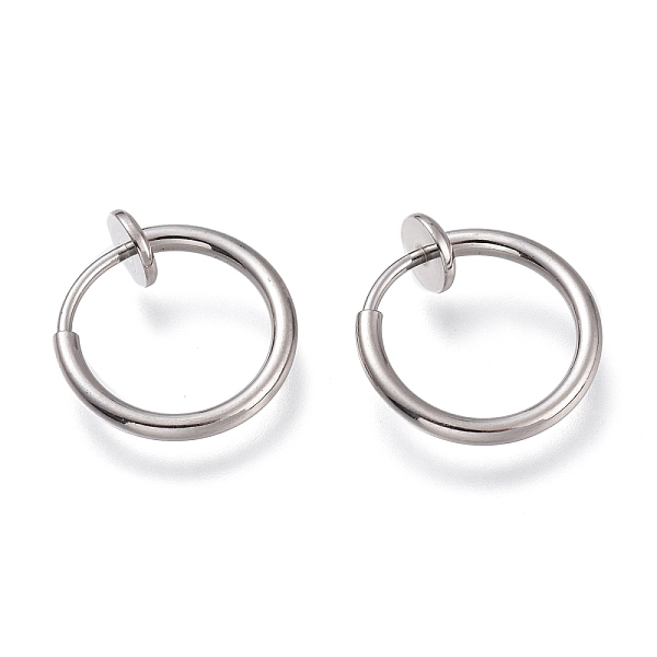 

PandaHall 304 Stainless Steel Retractable Clip-on Hoop Earrings, For Non-pierced Ears, with Spring Findings, Stainless Steel Color...