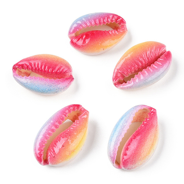 

PandaHall Printed Cowrie Shell Beads, No Hole/Undrilled, Hot Pink, 18.5~22x13~14.5x6~7.5mm Cowrie Shell Shell Shape