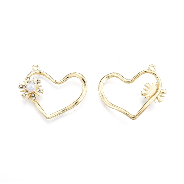 

PandaHall Alloy Rhinestone Pendants, with Acrylic Pearl Beads, Heart with Flower, Light Gold, 38.5x40.5x8.5mm, Hole: 2mm Acrylic+Rhinestone..., White