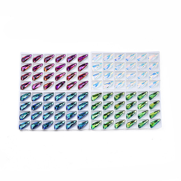

PandaHall Pointed Back Glass Rhinestone Pendants, Faceted, Teardrop, Mixed Color, 130x78x24mm Glass Teardrop Multicolor