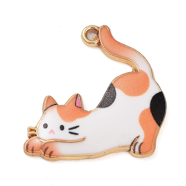 

PandaHall Rack Plating Alloy Enamel Pendants, Golden, Cat Charm, Orange, 25x25x25mm, Hole: 2mm Alloy+Enamel Cat Shape Orange