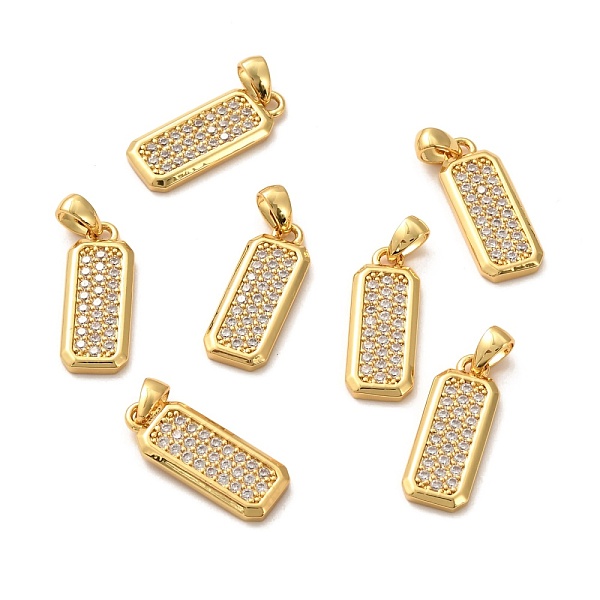 

PandaHall Brass Micro Pave Clear Cubic Zirconia Pendants, Long-Lasting Plated, Rectangle, Real 18K Gold Plated, 18.5x7x2mm, Hole: 4x2.5mm...