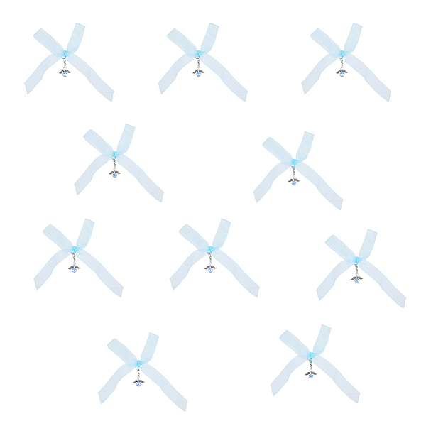 

PandaHall 10Pcs Angel Glass Pearl & Alloy Pendant Decorations, with Sheer Organza Ribbon, Sky Blue, 140x120x8mm, 10pcs/set Glass Angel &...