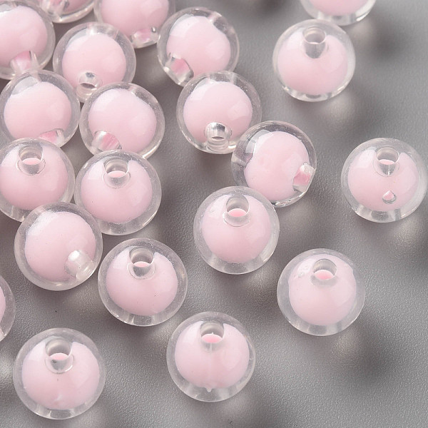 

PandaHall Transparent Acrylic Beads, Bead in Bead, Round, Pink, 9.5x9mm, Hole: 2mm, about 960pcs/500g Acrylic Round Pink