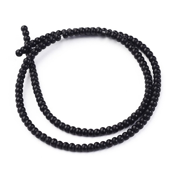 

PandaHall Glass Round Beads Strands, Black, 3x2mm, Hole: 1mm, about 144pcs/strand, 13.3 inch Glass Round Black