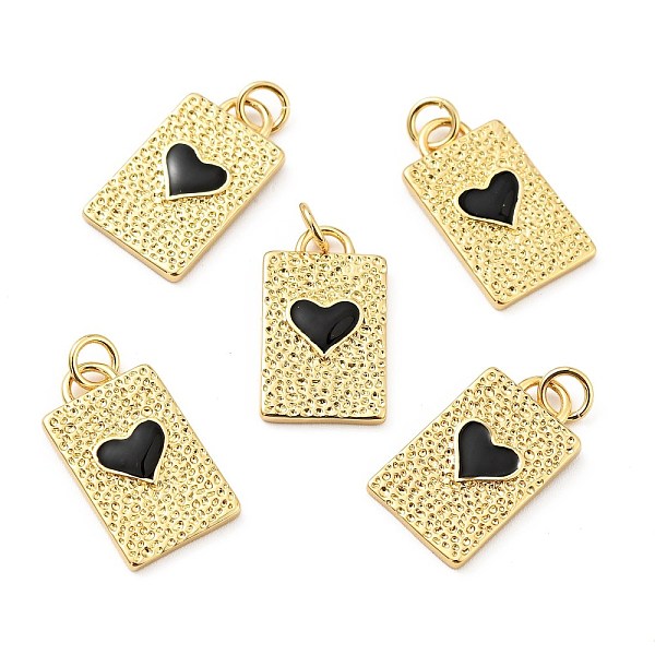 

PandaHall Rack Plating Brass Black Enamel Pendants, Long-Lasting Plated, Lead Free & Cadmium Free & Nickel Free, Rectangle with Heart, Real...