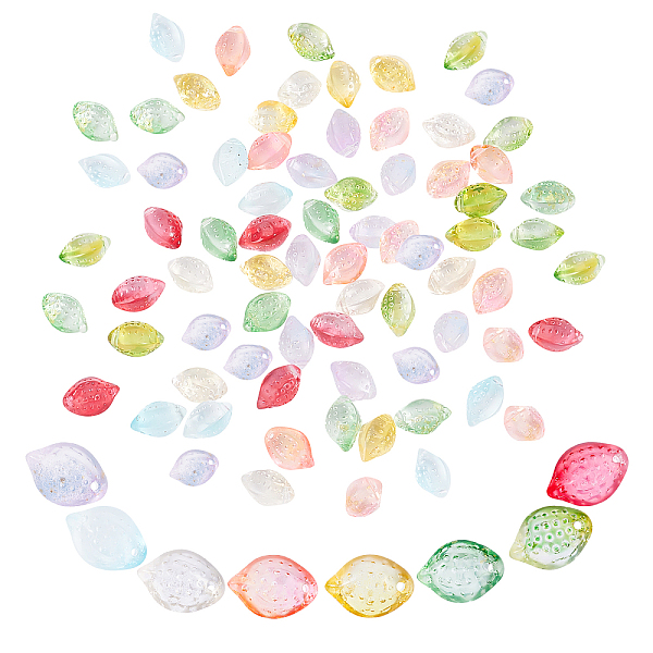 

PandaHall 80Pcs 8 Colors Lemon Lampwork Charms, with Gold Foil, Mixed Color, 14x10x8mm, Hole: 1.2mm, 10pcs/color Lampwork Fruit Multicolor