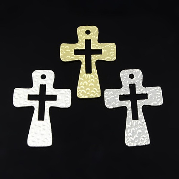 

PandaHall Hammered Cross Alloy Pendants, Mixed Color, 50x35x1.5mm, Hole: 3mm Alloy Cross