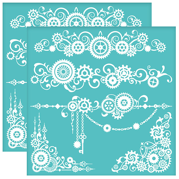 

PandaHall Self-Adhesive Silk Screen Printing Stencil, for Painting on Wood, DIY Decoration T-Shirt Fabric, Turquoise, Gear, 220x220mm..., Green