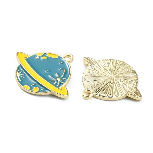 

PandaHall Alloy Enamel Pendants, Planet Charms, Golden, Steel Blue, 22.5x27x2mm, Hole: 2mm Alloy+Enamel Planet