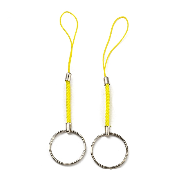 

PandaHall Polyester Cord Mobile Straps, with Platinum Plated Iron Findings, Yellow, 10.1~10.2cm Polyester Yellow