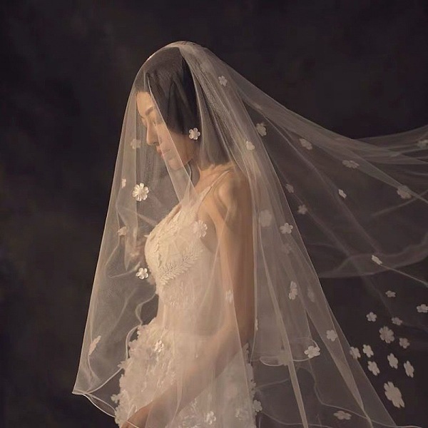 

PandaHall Nylon Tulle Lace Flower Bridal Veils, for Women Wedding Party Decorations, Square, White, 2000x1500mm Nylon White