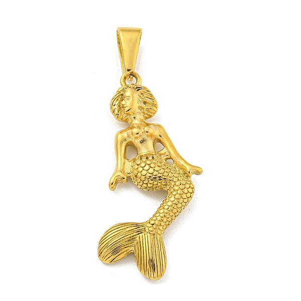

PandaHall Ion Plating(IP) 304 Stainless Steel Pendants, Mermaid Charm, Golden, 43x21.5x5mm, Hole: 10x5mm 304 Stainless Steel Mermaid