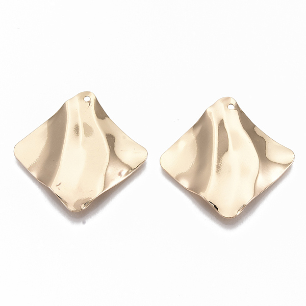 

PandaHall Eco-Friendly Iron Pendants, Bumpy, Rhombus, Cadmium Free & Nickel Free & Lead Free, Light Gold, 34.5x34.5x3.5mm, Hole: 1.5mm...