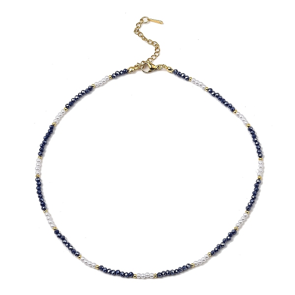

PandaHall Glass Beaded Necklaces, Midnight Blue, 18.66 inch(47.4cm) Glass