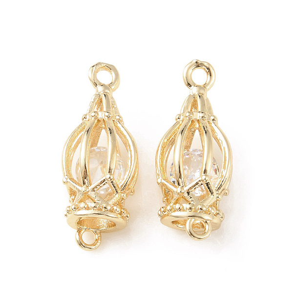 

PandaHall Brass Hollow Lamp Connector Charms, with Clear Cubic Zirconia Bead Inside, Light Gold, 19.5x8mm, Hole: 1.2mm and 1.5mm Brass+Cubic...