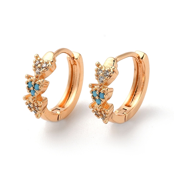 

PandaHall Brass Hoop Earrings with Rhinestone, Triple Heart, Light Gold, 15x5x17mm Rhinestone