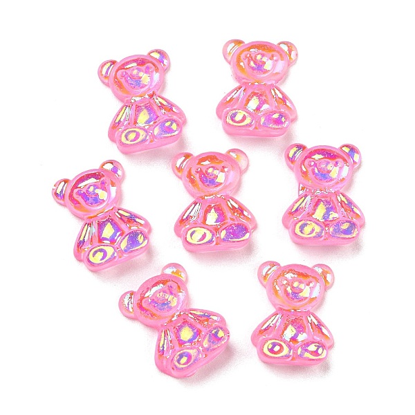 

PandaHall Cartoon Transparent Resin Cabochons, Iridescent Bear, AB Color, Hot Pink, 14x11x5.5mm Resin Bear