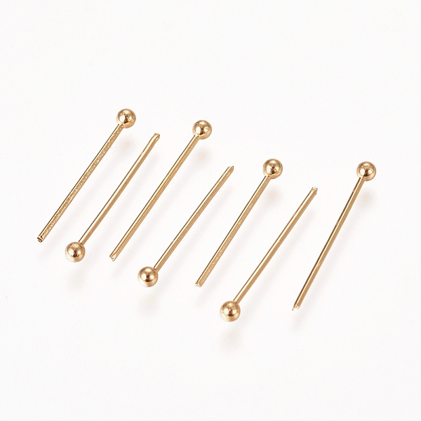 

PandaHall 304 Stainless Steel Ball Head Pins, Real 24k Gold Plated, 15x0.6mm, 22 Gauge, Head: 1.8mm 304 Stainless Steel