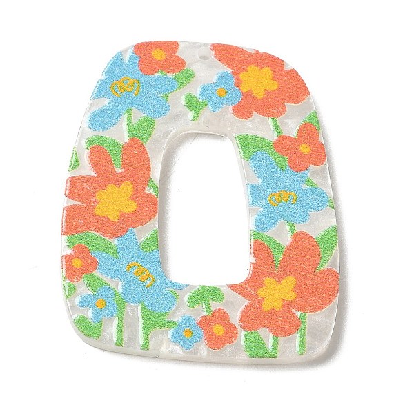 

PandaHall Printed Acrylic Pendants, Trapezoid, Colorful, Flower, 39.5x33x2.5mm, Hole: 1.6mm Acrylic Flower