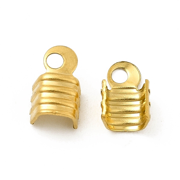 

PandaHall 304 Stainless Steel Folding Crimp Ends, Fold Over Crimp Cord Ends, Golden, 7x4x3mm, Hole: 1.4mm, Inner Diameter: 3.5mm 304...