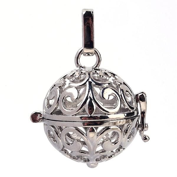 

PandaHall Rack Plating Brass Cage Pendants, For Chime Ball Pendant Necklaces Making, Hollow Round, Platinum, 27x26x21mm, Hole: 3x7mm, inner...