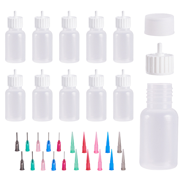 PandaHall BENECREAT 10Pcs 30ml(1oz) Multi Purpose Precision Tip Glue Applicator Bottle Set Liquid Dropper Bottles with 20 Needle Tips & 20...