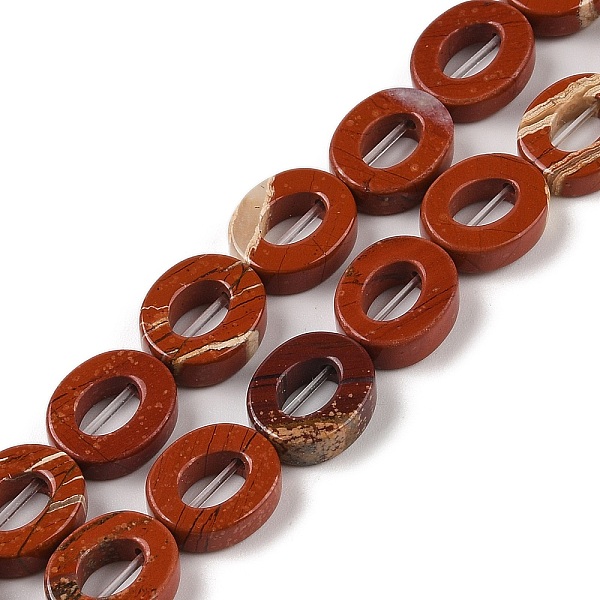 

PandaHall Natural Red Jasper Beads Strands, Hollow Flat Oval, Number Zero Beads, 12x10x3.5~4mm, Hole: 1.2mm, about 20pcs/strand, 9.61''...