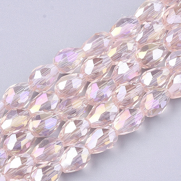 

PandaHall Electroplate Glass Beads Strands, AB Color Plated, Faceted, Teardrop, Pink, 7.5~8x6mm, Hole: 1mm, about 66~68pcs/strand, 22.6 inch...