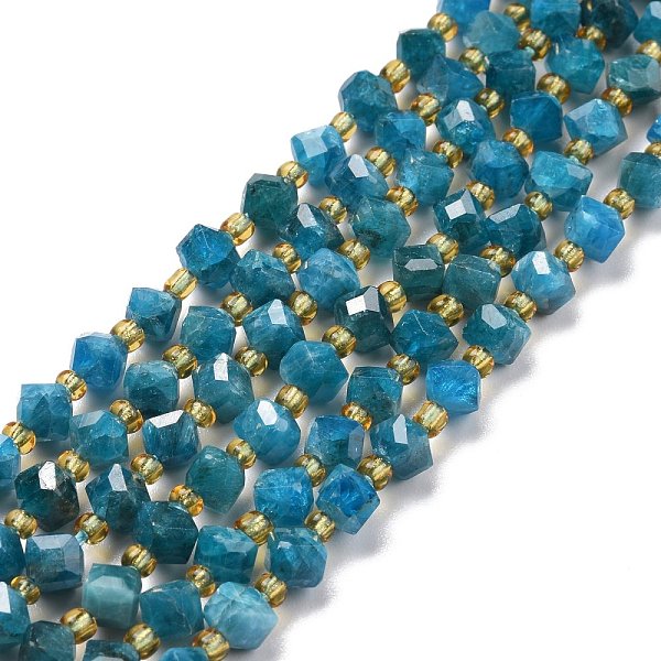 

PandaHall Natural Apatite Beads Strands, with Seed Beads, Faceted, Diagonal Cube Beads, 5~6x5~6x4~5mm, Hole: 1mm, about 49~55pcs/strand...