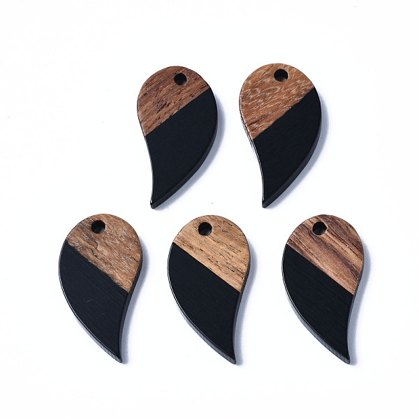 

PandaHall Opaque Resin & Walnut Wood Pendants, Two Tone, Teardrop, Black, 26x13.5x3mm, Hole: 2mm Resin+Wood Teardrop Black