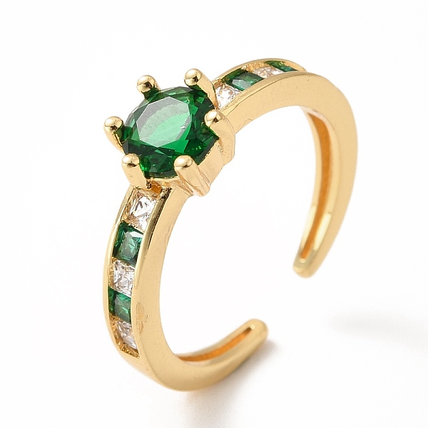 

PandaHall Cubic Zirconia Flat Round Open Cuff Ring, Real 18K Gold Plated Brass Jewelry for Women, Lead Free & Cadmium Free, Green, US Size 6...