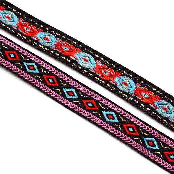 

PandaHall Ethnic Style Jacquard Polyester Ribbons, Garment Accessories, Rhombus Pattern, Mixed Color, 3/4 inch(19mm), about 54.68 Yards..., Multicolor