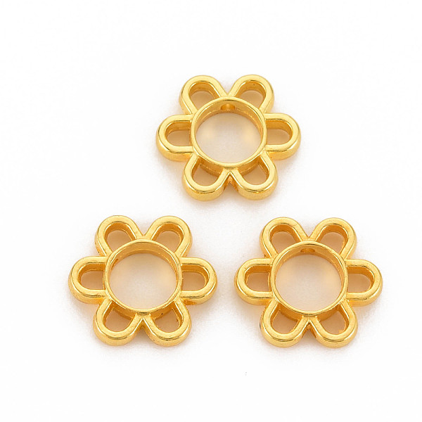 

PandaHall Tibetan Style Alloy Beads, Flower, Cadmium Free & Lead Free, Golden, 14x13x3mm, Hole: 1.2mm, about 1100pcs/1000g Alloy Flower