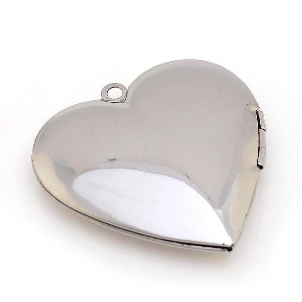 PandaHall 316 Stainless Steel Photo Locket Pendants, Heart, Photo Frame Charms, Stainless Steel Color, 42x40x9mm, Hole: 2.5mm, Inner Measure...