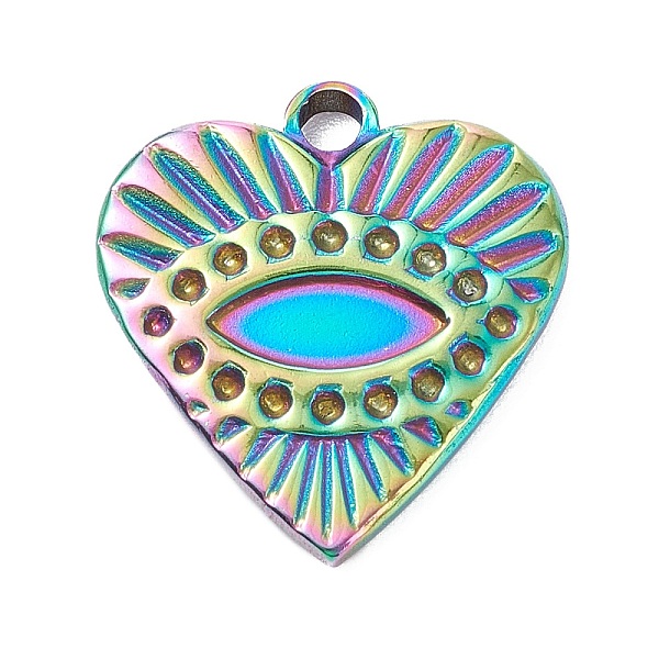 

PandaHall Vacuum Plating 304 Stainless Steel Pendant Rhinestone Cabochons, Heart with Eye, Rainbow Color, 17x16x2.5mm, Hole: 2mm, Fit for...