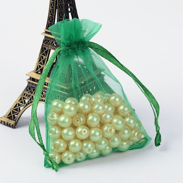 

PandaHall Organza Gift Bags with Drawstring, Jewelry Pouches, Wedding Party Christmas Favor Gift Bags, Green, 9x7cm Organza Rectangle Green