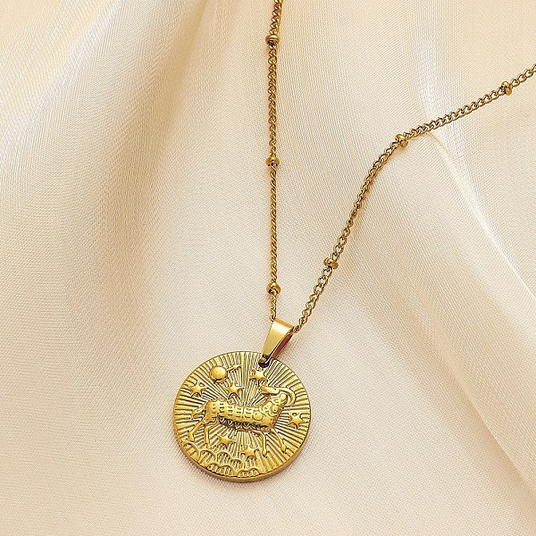 

PandaHall Constellation Coin Stainless Steel Pendant Necklace for Women, Golden, Aries, 17.72 inch(45cm) Stainless Steel Aries