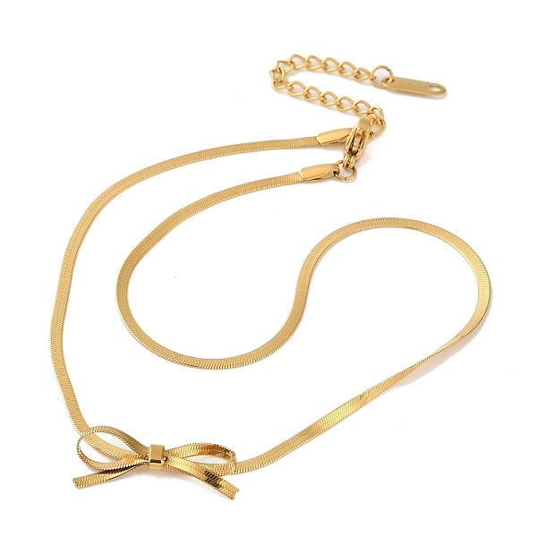 

PandaHall 304 Stainless Steel Snake Chain Necklaces, Bowknot, Golden, 13.39 inch(34cm) 304 Stainless Steel Bowknot