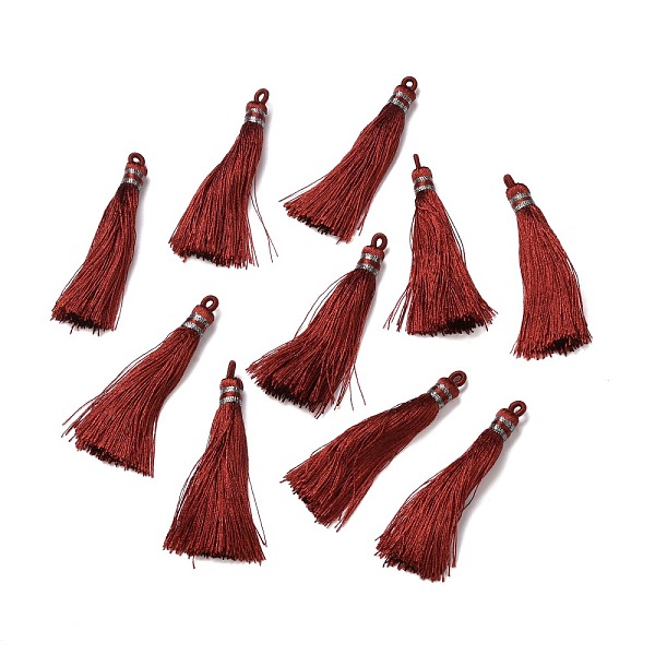 

PandaHall Nylon Tassel Big Pendants, Dark Red, 80~82x7.5~8.5mm, Hole: 5x4.5mm Nylon