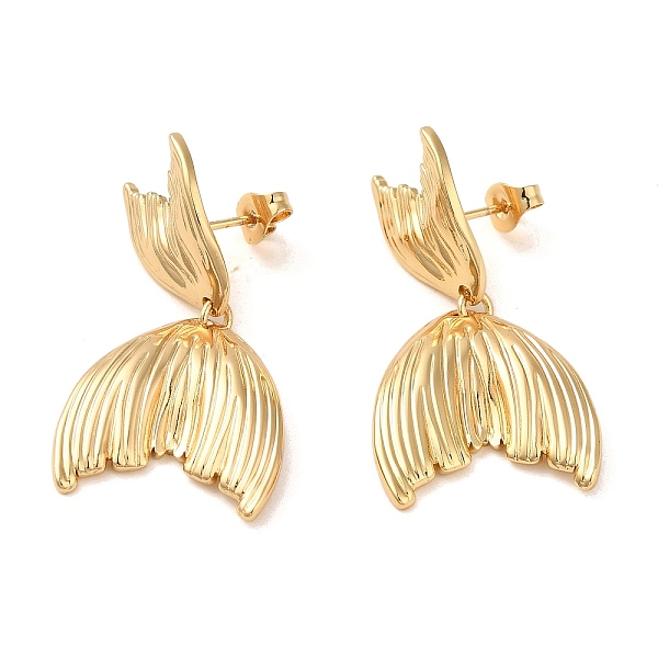 

PandaHall Fishtail Shape 304 Stainless Steel Stud Earrings, Dangle Earrings for Women, Golden, 37x20mm 304 Stainless Steel Fish