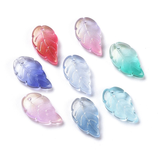 

PandaHall Baking Paint Glass Pendants, Two Tone, with Glitter Gold Powder, Leaf, Mixed Color, 17.5x10x2.9mm, Hole: 1.2mm Glass Leaf..., Multicolor