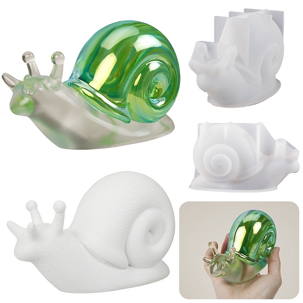 

PandaHall DIY Silicone Display Decoration Molds, Resin Casting Molds, 3D Snail, White, 157x72x92mm Silicone Snail White