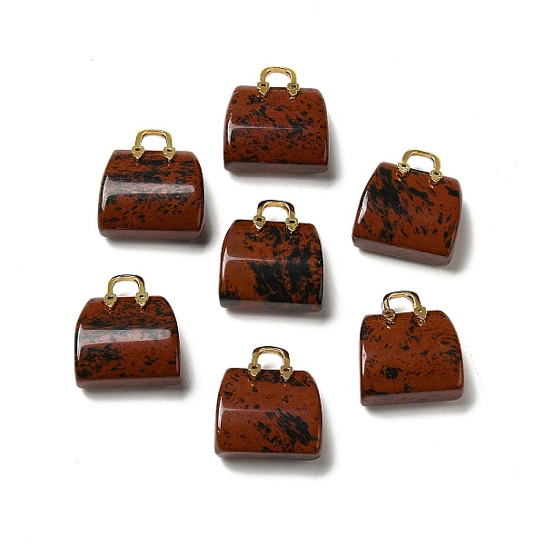 

PandaHall Natural Mahogany Obsidian Brass Pendants, Handbag Charms, Golden, 27.5x26x12mm, Hole: 6.3x5mm Mahogany Obsidian Bag