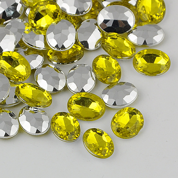 

PandaHall Taiwan Acrylic Rhinestone Cabochons, Pointed Back Rhinestone, Faceted, Oval, Yellow, 18x13x5mm Acrylic Rhinestone Oval Yellow