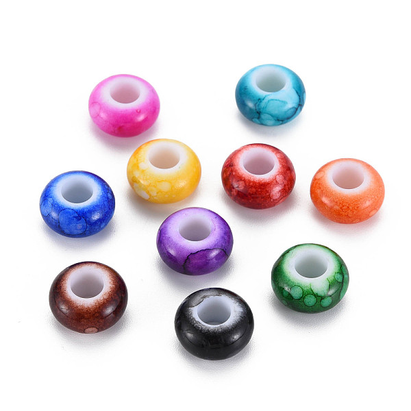 

PandaHall Baking Paint Opaque European Acrylic Beads, Large Hole Beads, Rondelle, Mixed Color, 14x8mm, Hole: 6mm, about 500pcs/500g Acrylic..., Multicolor